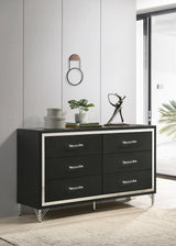 Lucia dresser six drawers open showing storage space