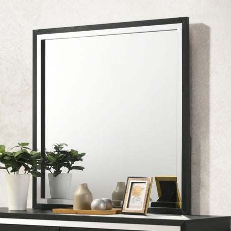 Close-up of Lucia dresser mirror black frame