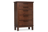 Brown Modern Traditional Solid Wood Veneers Fabric Upholstered Tufted Shelves Bedroom Set - Ella Furniture