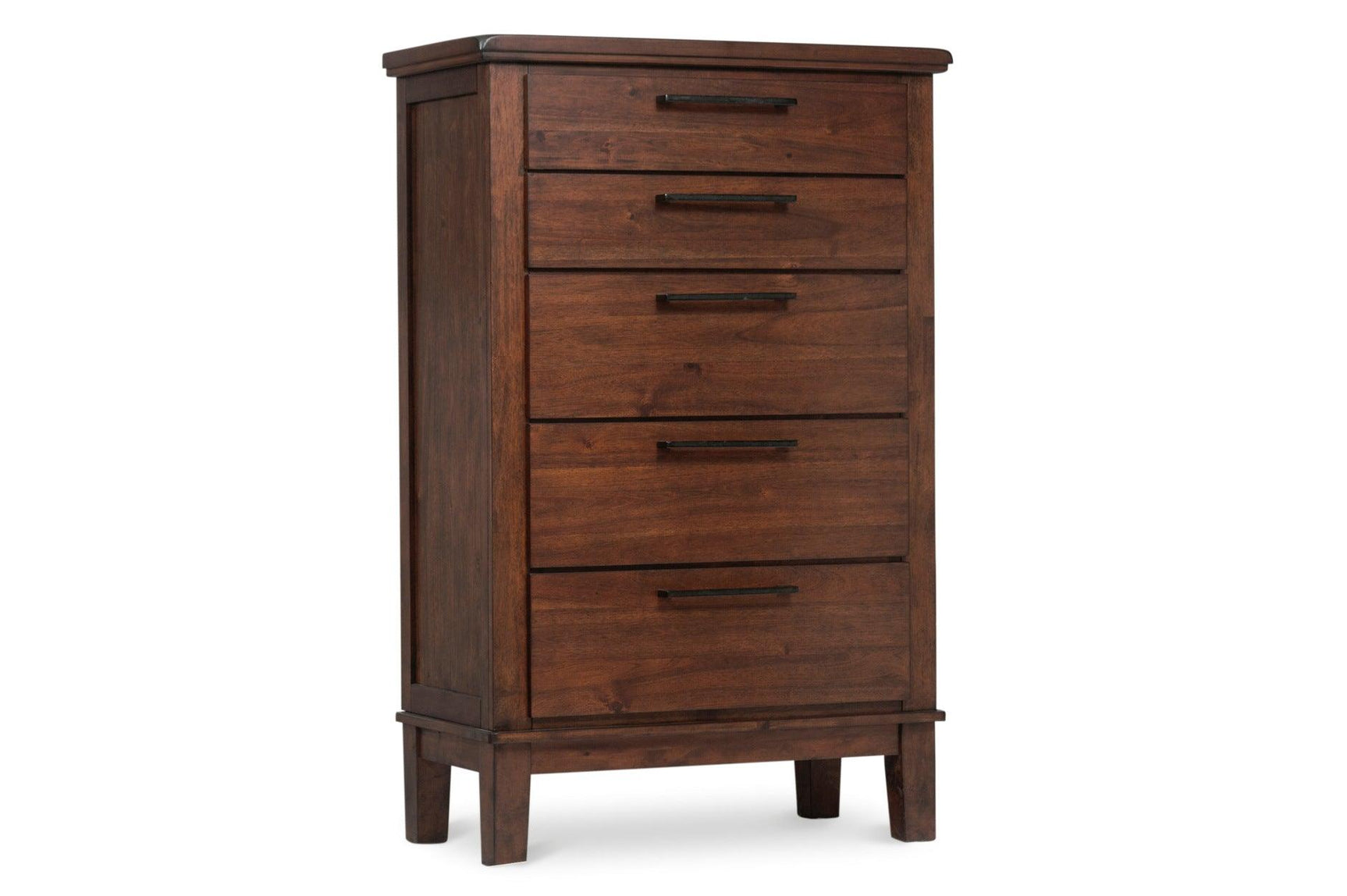 Brown Modern Traditional Solid Wood Veneers Fabric Upholstered Tufted Shelves Bedroom Set - Ella Furniture