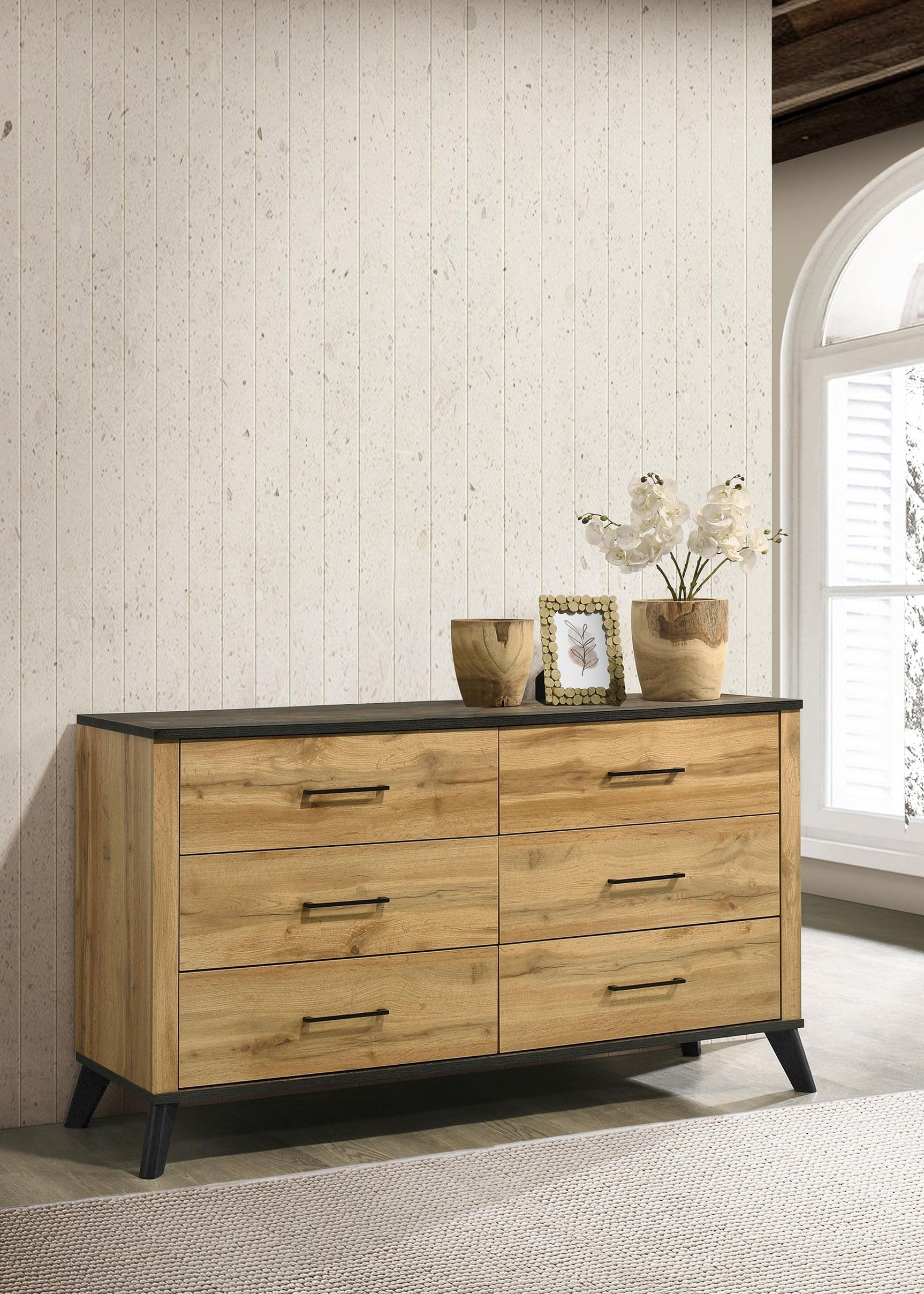 Kaywood dresser drawer detail with matte black handle
