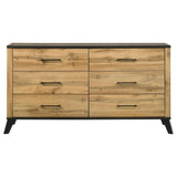 Side angle view of Kaywood natural pine dresser