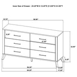 Kaywood 6-drawer dresser cabinet natural pine front view