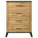 Close-up of matte black metal handle on Kaywood chest