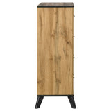 Drawer front detail with weathered brown accents