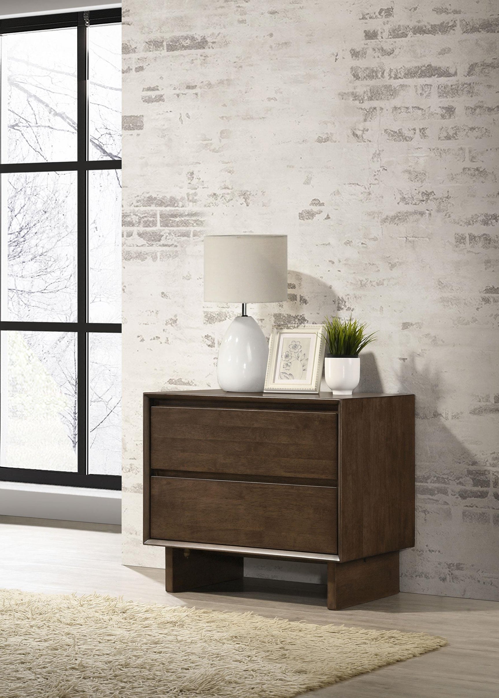 Side angle of Glenwood nightstand with wood grain detail