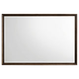 Side view of Glenwood warm brown dresser mirror showing frame depth