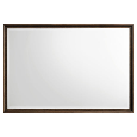 Side view of Glenwood warm brown dresser mirror showing frame depth