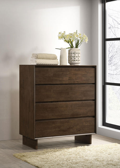 Close-up of finger-tip pull hardware on Glenwood chest