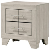 Close-up of polished nickel handle on Trenton nightstand