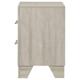 Top view of rustic cream Trenton nightstand surface