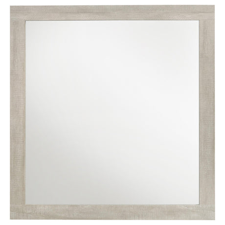 Close-up of rustic cream finish on Trenton dresser mirror frame