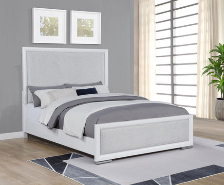 Gracemont queen bed upholstered headboard close-up