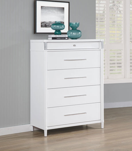 Top view of Gracemont white bedroom chest drawers