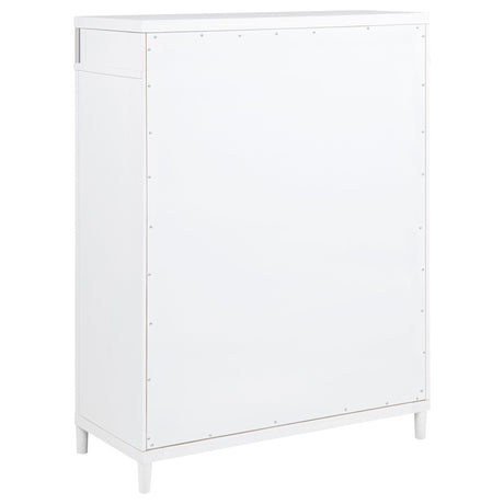Gracemont 5-drawer bedroom chest in white, front view