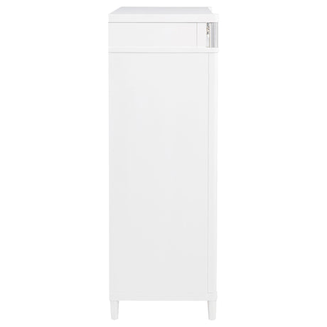 Gracemont 5-drawer bedroom chest in white, front view