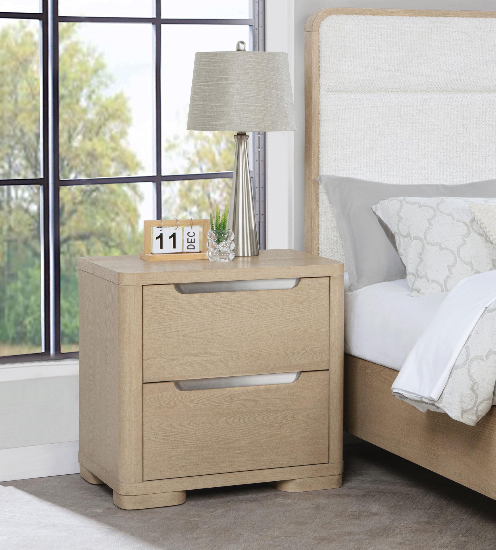 Ladera nightstand side angle highlighting rounded corner