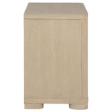 Nightstand drawer opened showing storage space