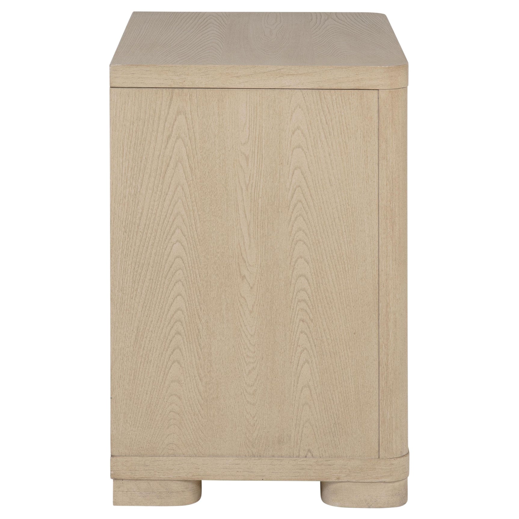 Nightstand drawer opened showing storage space