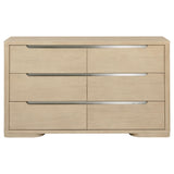 Side view of Ladera 6-drawer dresser in light elm