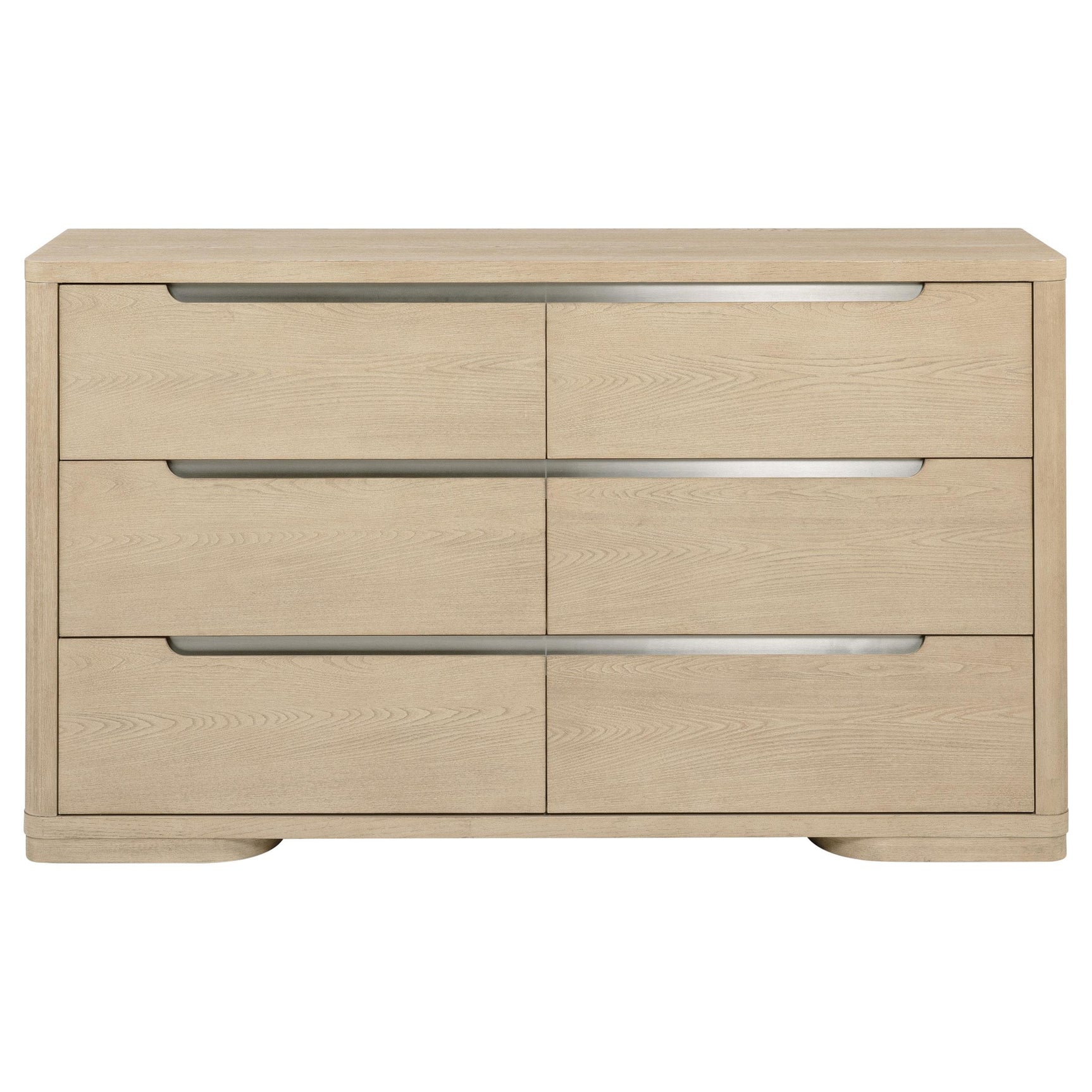 Side view of Ladera 6-drawer dresser in light elm