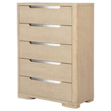 Top drawer opened showing grey felt lining