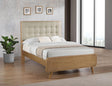 Full bed side angle showing tapered legs
