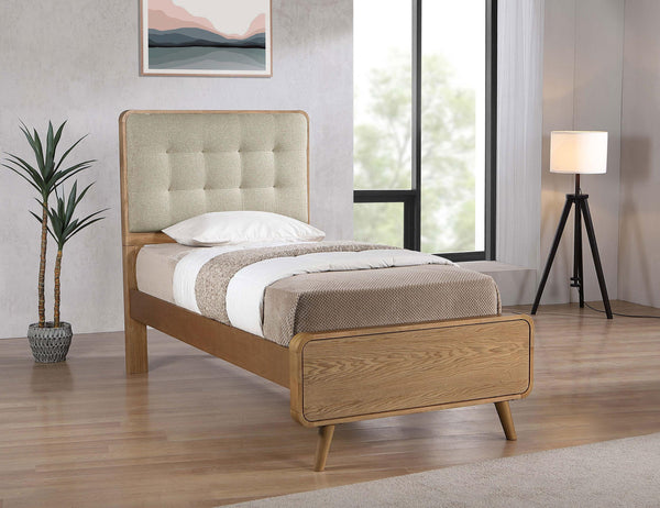 Robyn Platform Bed side view showing tapered legs