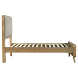 Bed frame showing elevated clearance and slats
