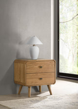 Robyn nightstand side angle showing tapered legs