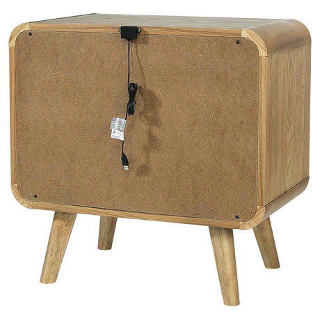 Nightstand showing rounded edges and sleek silhouette
