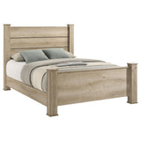 Close-up of weathered oak finish on Oakglen Queen Bed
