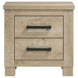 Close-up of dark bronze drawer handles