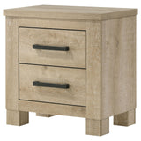 Top view of nightstand surface showing wood grain