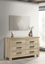 Oakglen dresser drawer detail with dark bronze handle