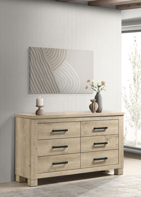 Oakglen dresser drawer detail with dark bronze handle