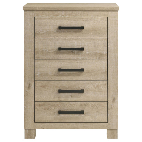 Oakglen 5-drawer chest side angle