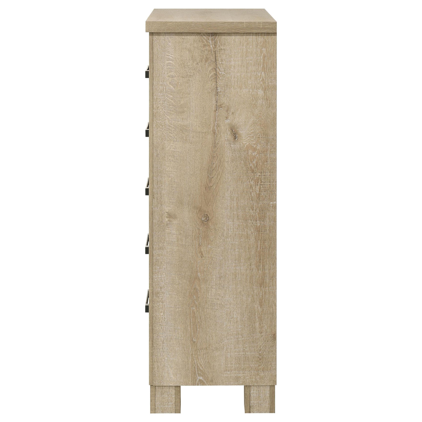 Open drawer of Oakglen chest showing gliding mechanism