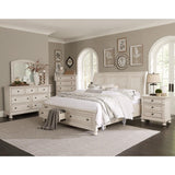 Bethel Wire Brushed White King Platform Bed headboard close-up