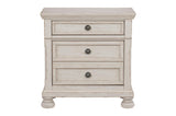 Side detail of bed molding on Bethel Antique White Set