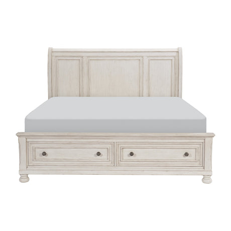 Bethel Antique White King Platform Bed front view