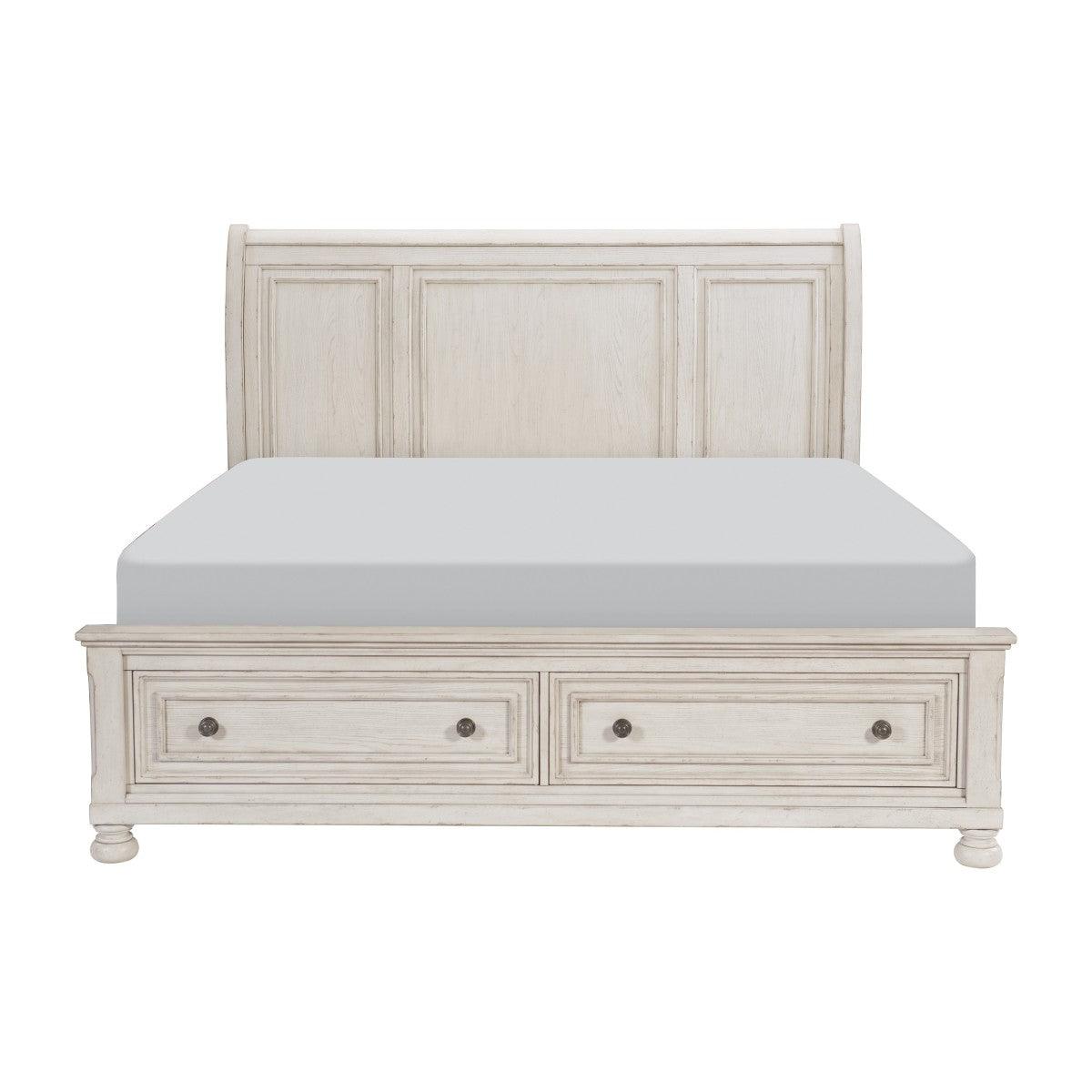 Bethel Wire Brushed White King Platform Bed front view