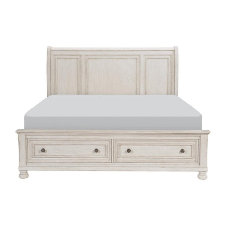 Bethel Wire Brushed White King Platform Bed front view