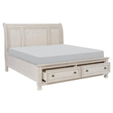Bethel King Platform Bed with footboard storage drawers open