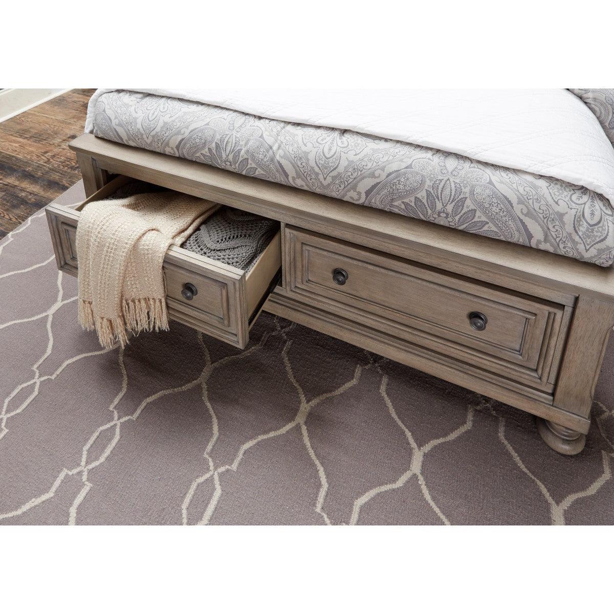 Bethel Queen Platform Bed footboard drawers and storage