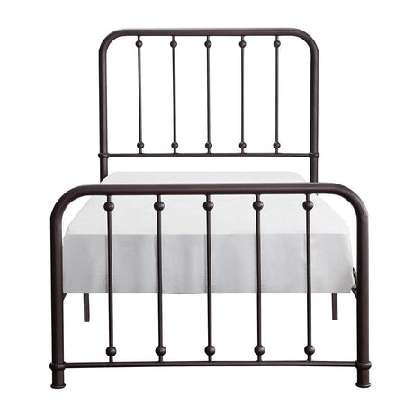 Larkspur Dark Bronze Metal Twin Platform Bed front angle