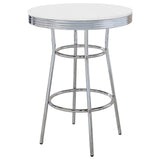 Backless white leatherette swivel bar stool with chrome base
