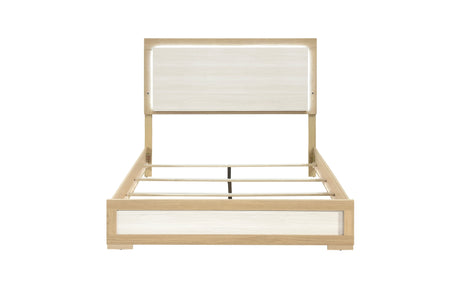 front view of bed with natural tones