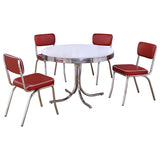 Retro White and Red Round Dining Room Set room view