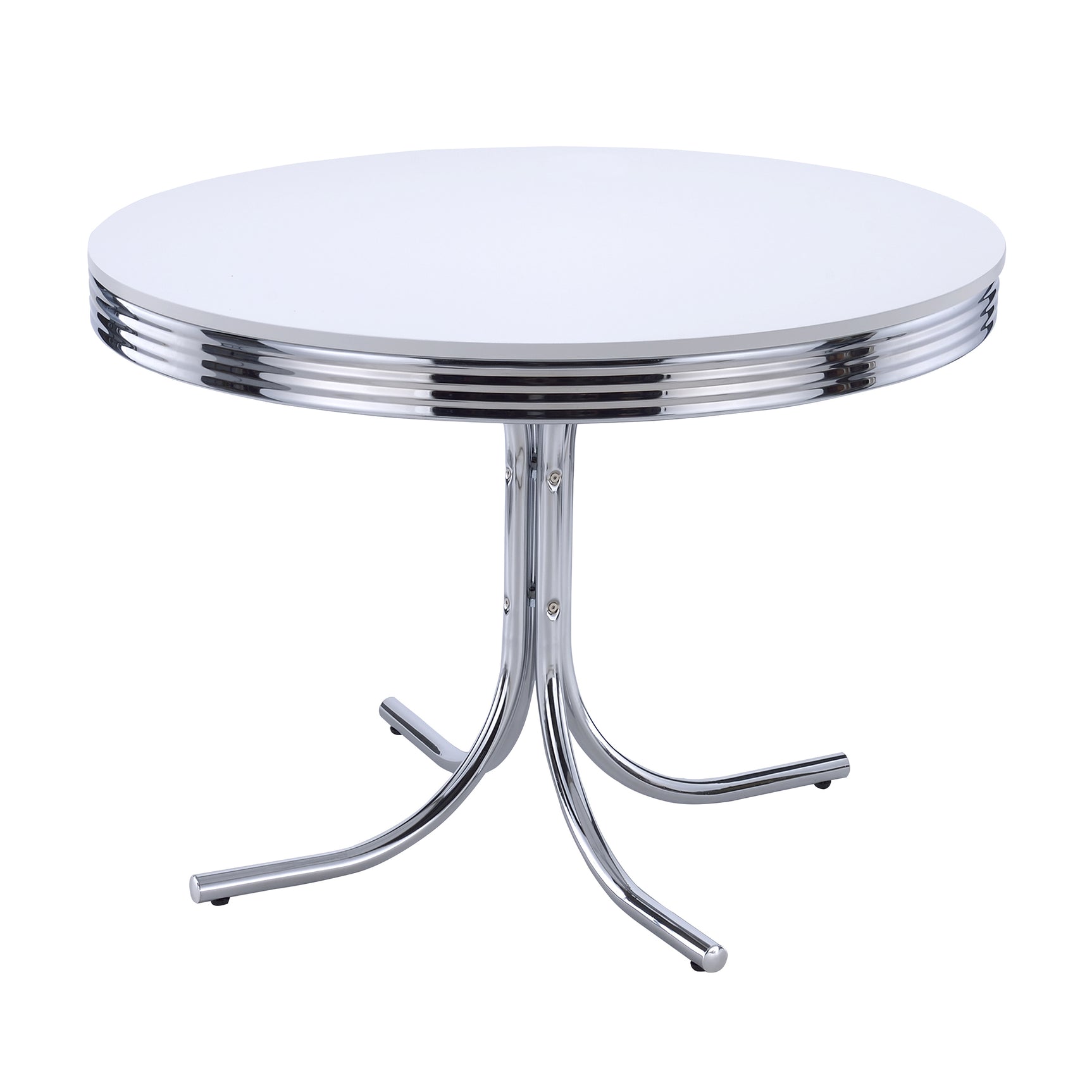 Retro White and Red Round Dining Room Set detail view